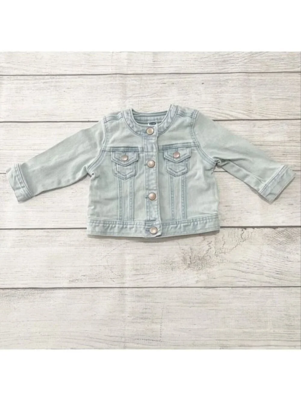 Old Navy Baby Light Wash Denim Jacket Button Front Closure 6-12 Months